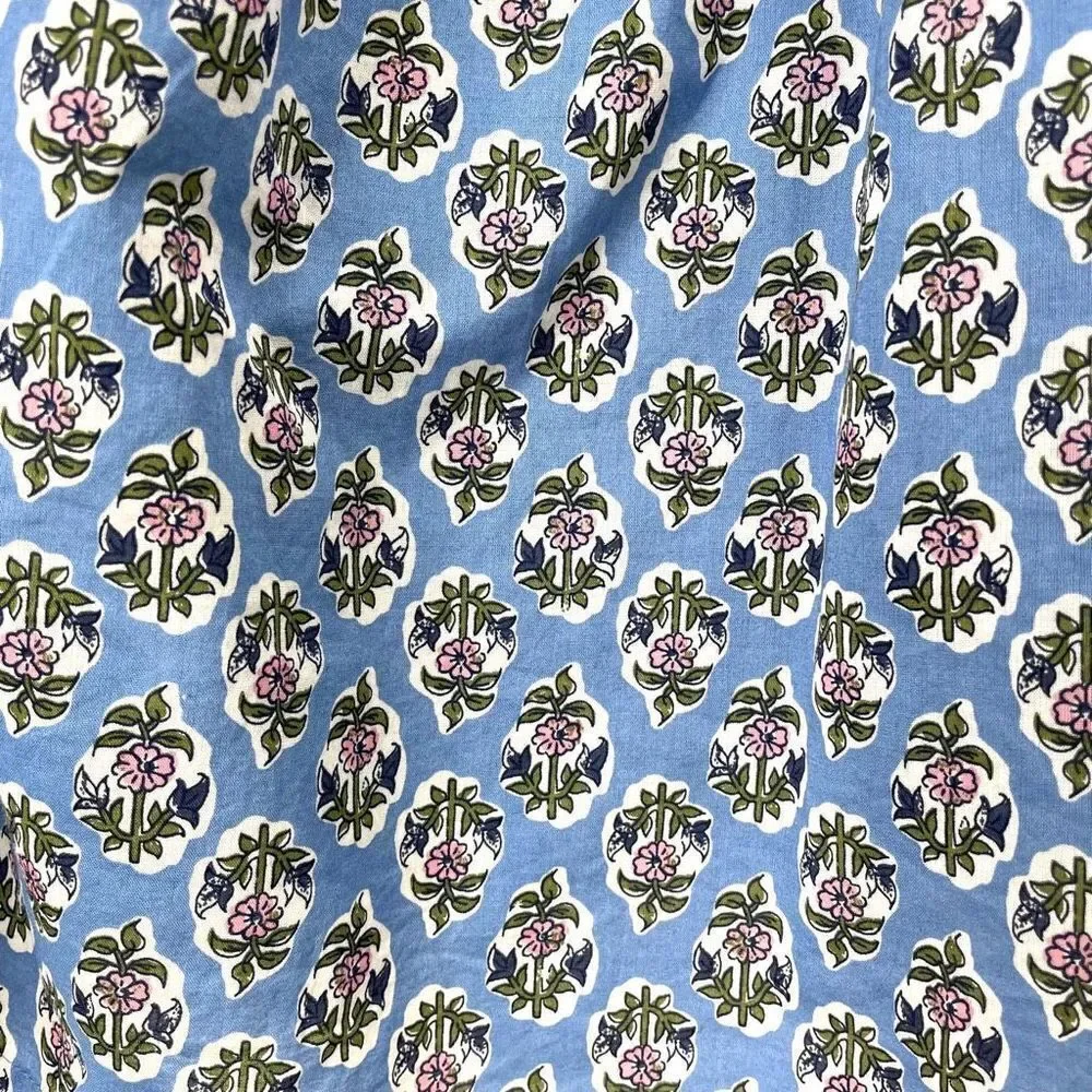 J. Crew floral Cotton artist top blouse‎ Sz S Quiet Harbor Bright Pep